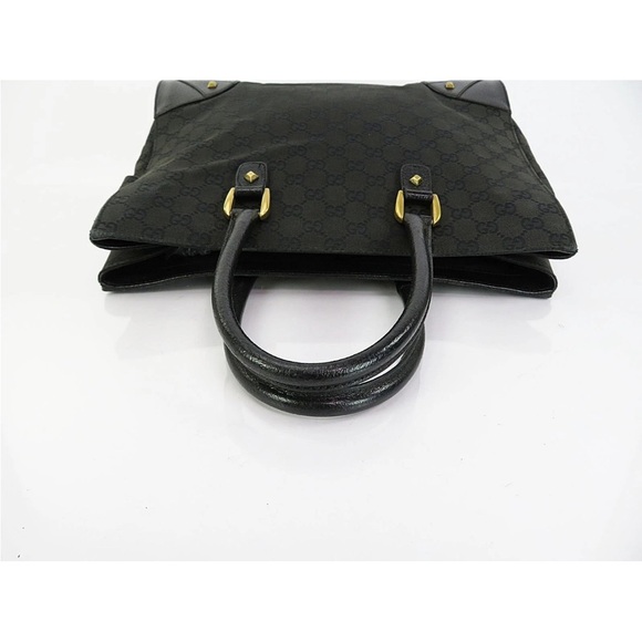 Gucci Black Patterned Handbag with Gold Details - Picture 6 of 14